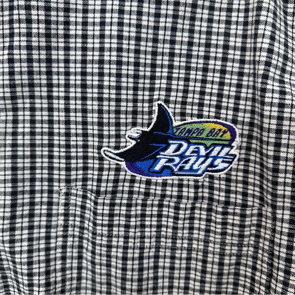 Vintage Tampa Bay Devil Rays Gingham Button Down Short Sleeve Men’s Shirt Large - Picture 4 of 6